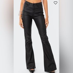 Edikted Luna Faux Leather Flare Jeans size S